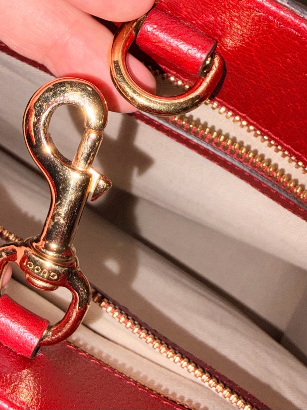 GuccixDORAEMON Vintage Mini GG Supreme Monogram Medium Tote Bag Beige Cherry Red - Picture 12 of 16